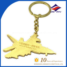 Atacado Custom metal gold aircraft key chain